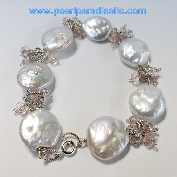 Light rose coin pearl Bracelet - Picture 1 of 3